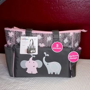 Babyboom Elephant Pink and Gray Tote Diaper Bag - NWT